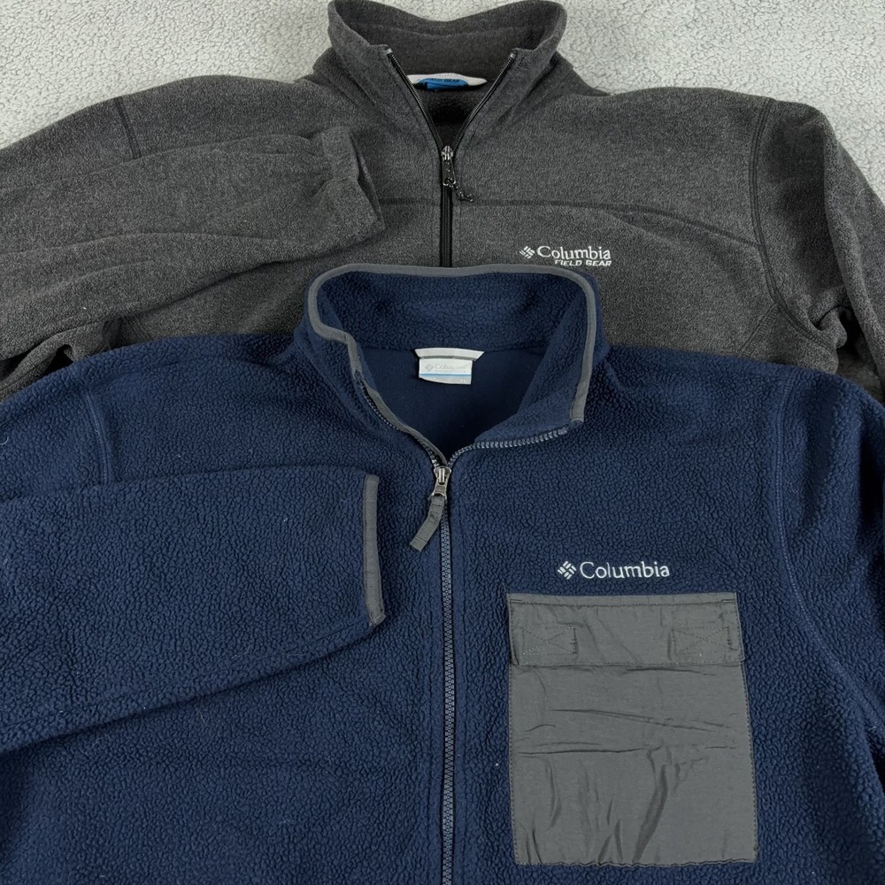 LOT OF 2 Columbia Jacket Mens XL Full Zip Fleece Windbreaker Outdoor Hiking Coat